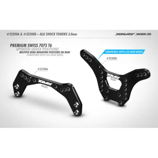 ALU SHOCK TOWER REAR - LCG - 3.0MM - SWISS 7075 T6
