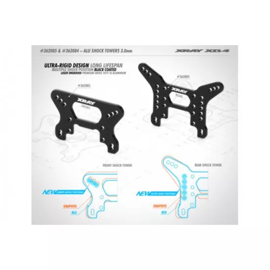 ALU SHOCK TOWER REAR 3.0MM - SWISS 7075 T6, X363084