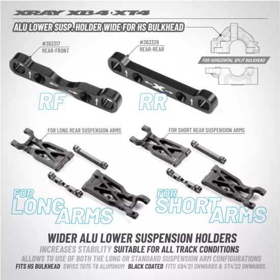 ALU LOWER SUSP. HOLDER WIDE FOR HORIZONTAL SPLIT BULKHEAD (HS) - REAR-REAR