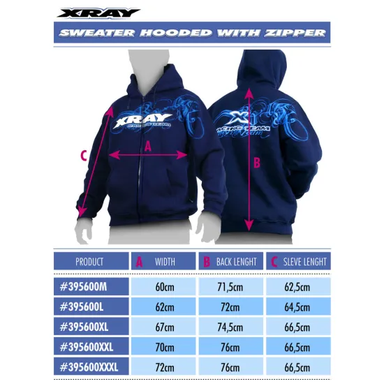 XRAY SWEATER HOODED WITH ZIPPER - BLUE (XL)
