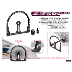 HUDY PROFESSIONAL 1/10 TC WHEEL ARCH MARKER + WHEEL ADAPTER & NUT