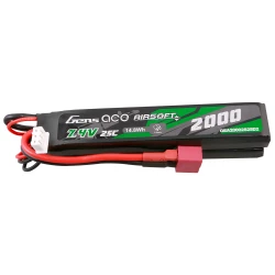 Gens Ace 2000mAh 7.4V 25C 2S2P Saddle Airsoft Gun LiPo Battery Mini Deans T Plug