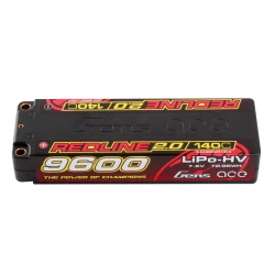 Gens Ace Redline 2.0 9600mAh 7.6V 140C 2S1P Hardcase HV LiPo Battery 5.0mm Bullet