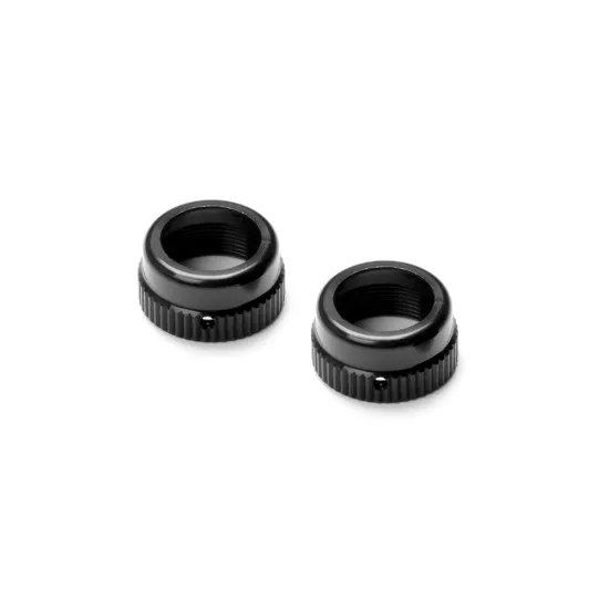 ALU SHOCK CAP-NUT WITH VENT HOLE - BLACK (2)