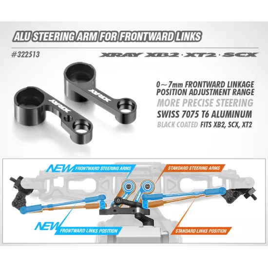 Alu Steering Arm For Frontward Links - Swiss 7075 T6 - Set