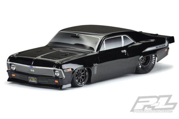 1969 Chevrolet Nova Tough-Color (Black) Body for Slash 2wd Drag Car & AE DR10