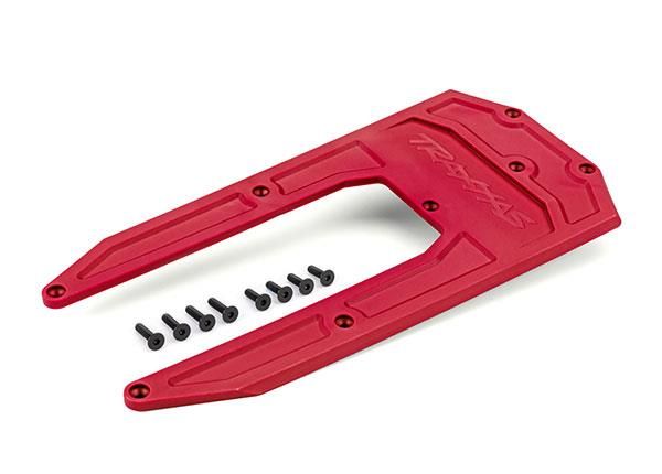 Skidplate, chassis, red (fits Sledge)